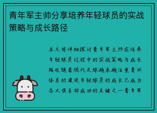 青年军主帅分享培养年轻球员的实战策略与成长路径